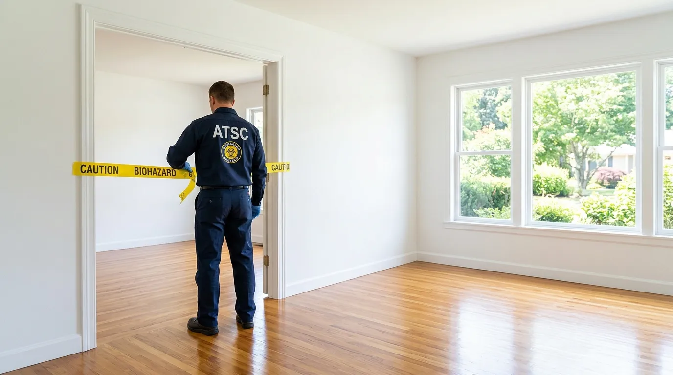 Certified biohazard cleanup crew performing Decomposition Cleanup in Mansfield Center